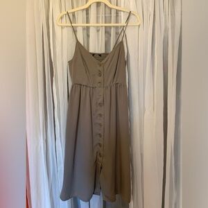 Olive green button up midi dress , Size M,